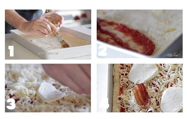 step by step procedures for adding sicilian pizza toppings