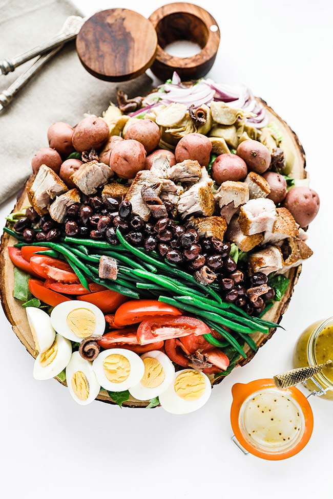 nicoise salad on a platter