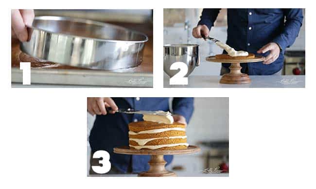 step by step procedures for icing a pumpkin cake