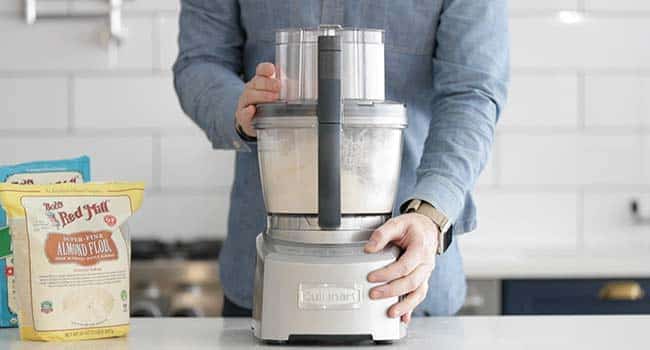 processing pie dough in a food processor