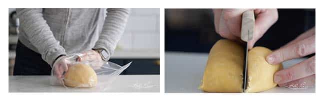 chilling dough in a plastic bag and dividing it