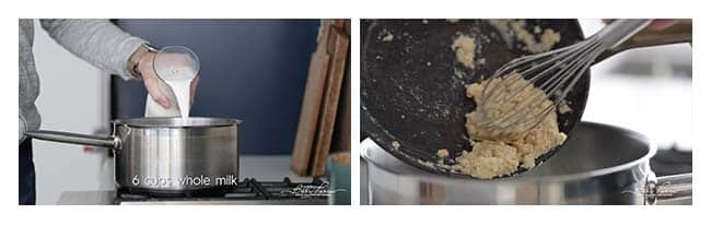 making a bechamel sauce on stove top in a pot