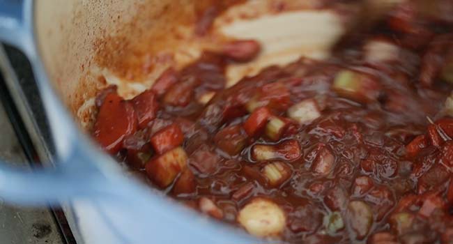 thickened red wine with tomato paste