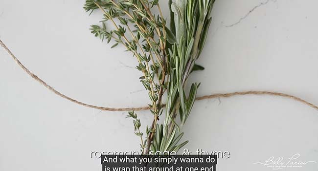 making a brush from herbs