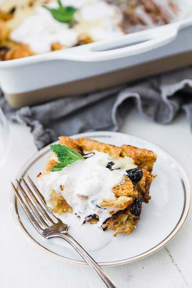 bread pudding with whipped cream