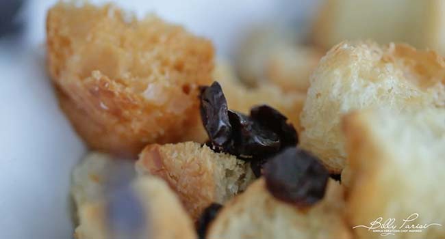 dried cherries and cooked croissants