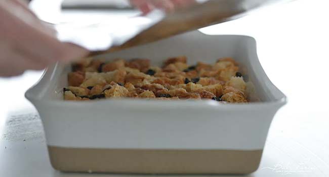 covering a bread pudding with foil