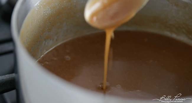 mixing caramel sauce