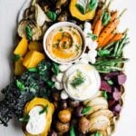 a crudite platter recipe with grilled vegetables and dipping sauces