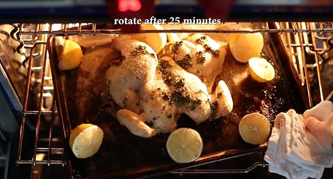 rotatings a cooked chicken