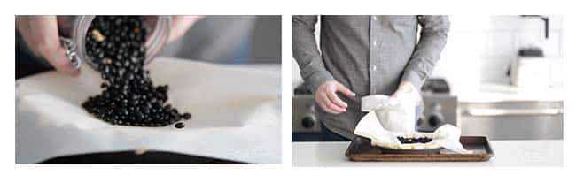 par baking a pie crust with dried beans and parchment paper