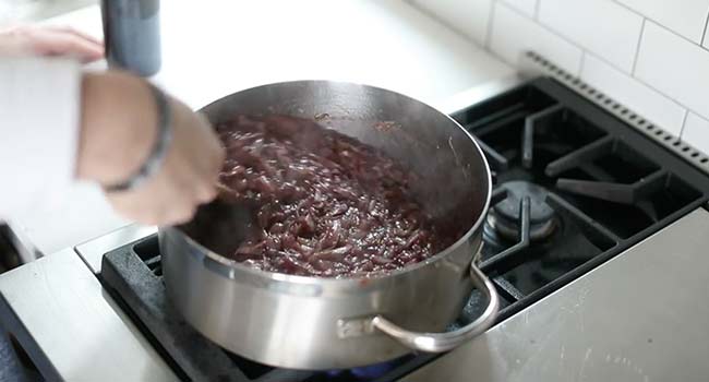 deglazing onions with red wine