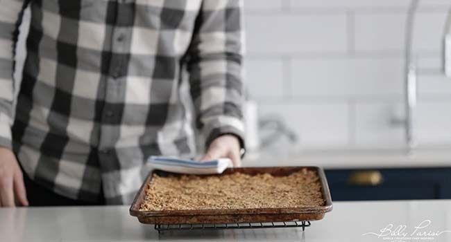 baking granola on a rack