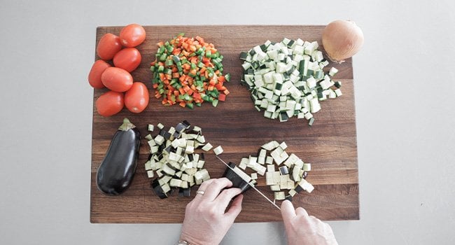 preparing vegetables