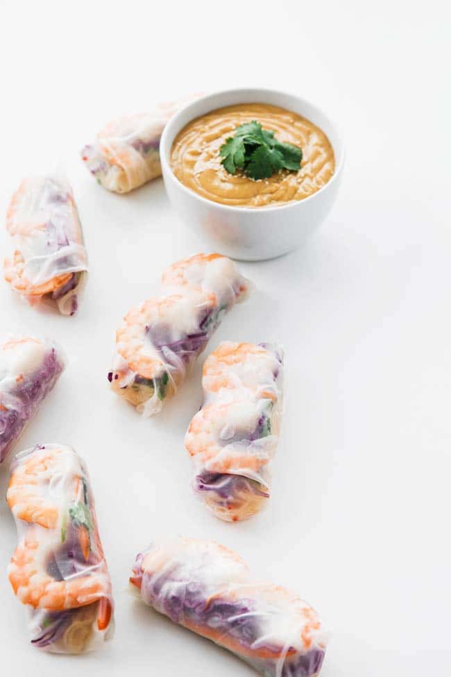 Shrimp Spring Rolls Recipe with Peanut Butter Dipping Sauce