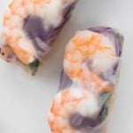 shrimp spring rolls wrapped up in rice paper.