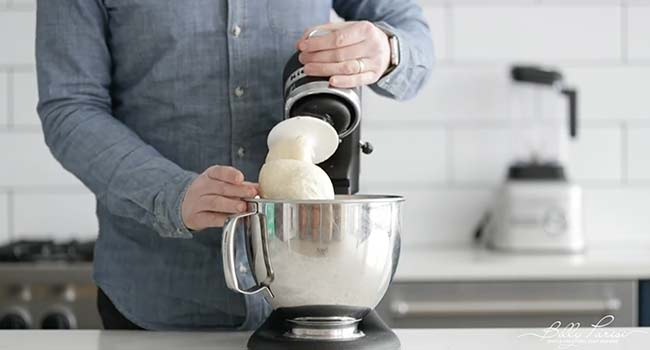 kneaded dough in a stand mixer