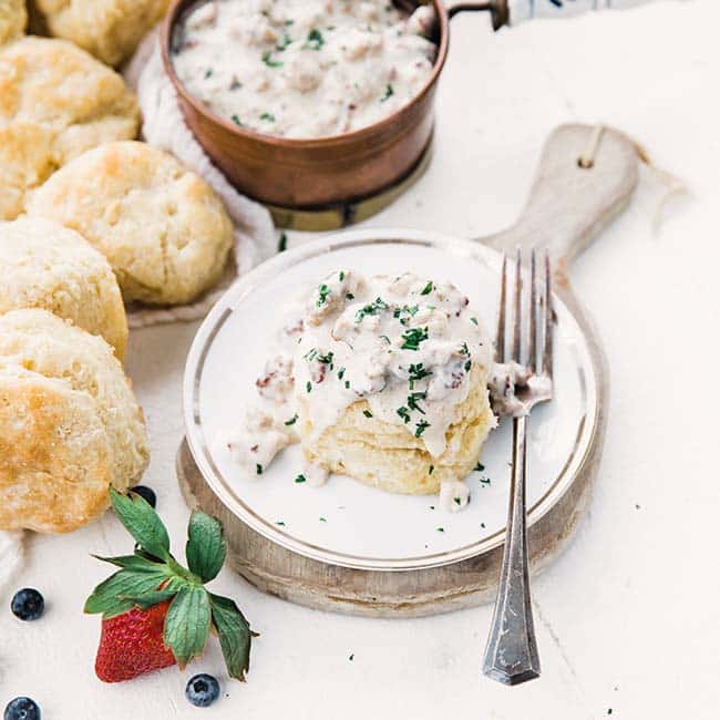 Homemade Buttermilk Biscuits Recipe and Country Sausage Gravy