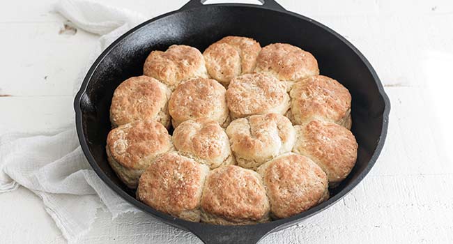 cooked biscuits in a pan