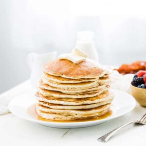 pancakes with butter and syrup