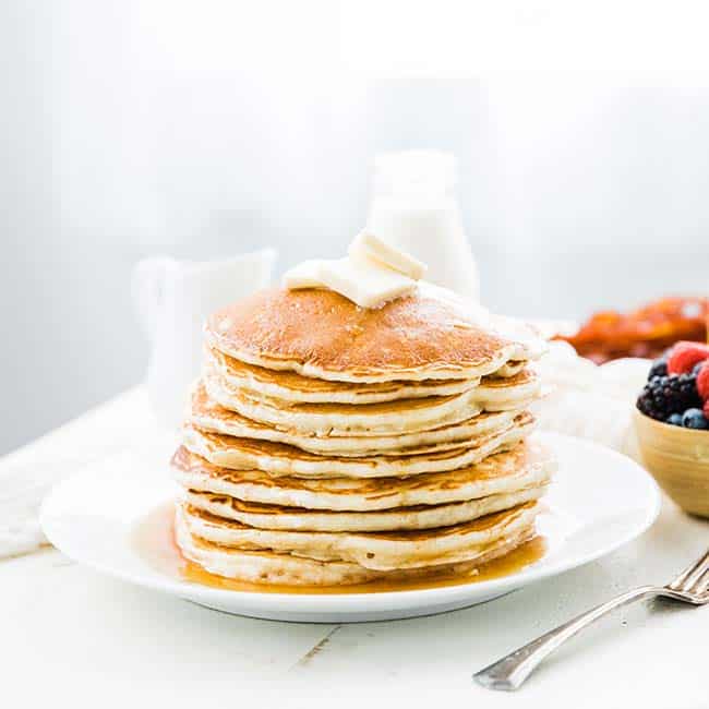 pancakes with butter and syrup