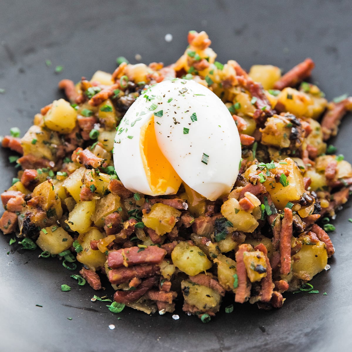 corned beef hash on a plate