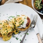 eggs benedict with fruit