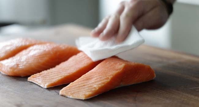 patting dry salmon