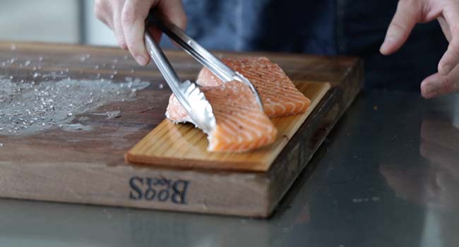 adding salmon to a plank