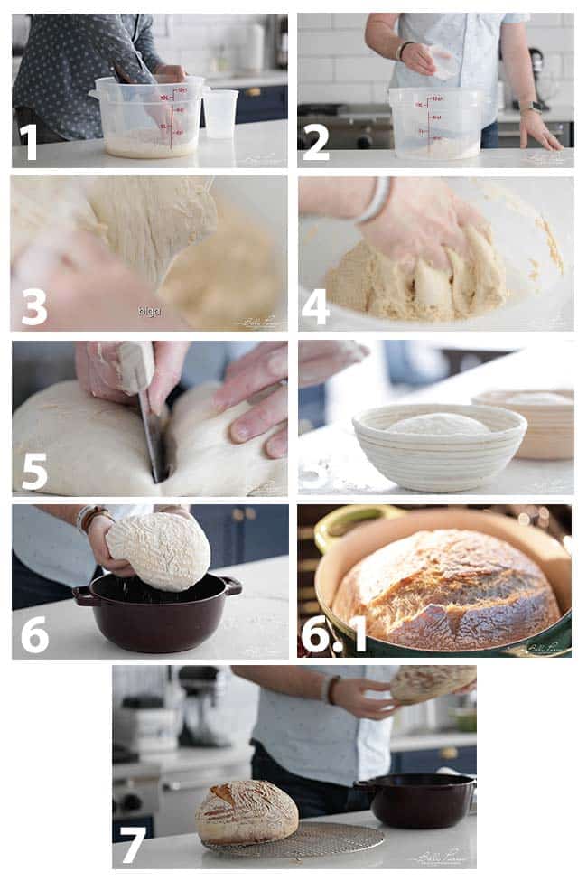 step by step images of making a homemade bread recipe using kamut flour