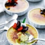 creme brulee with scoop taken out