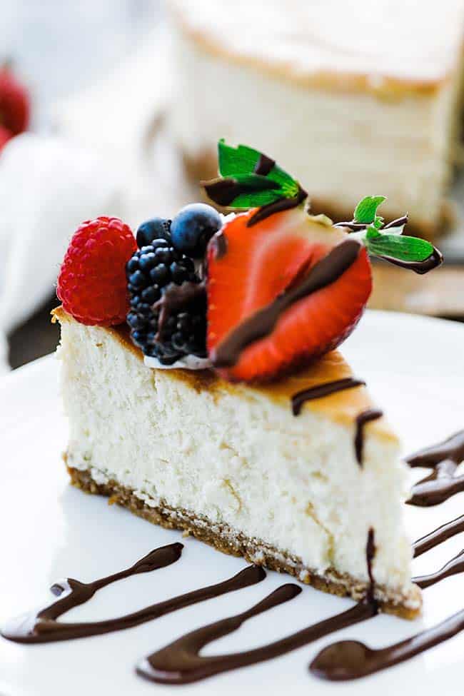 cheesecake slice with fresh berries
