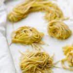 homemade pasta noodles curled up