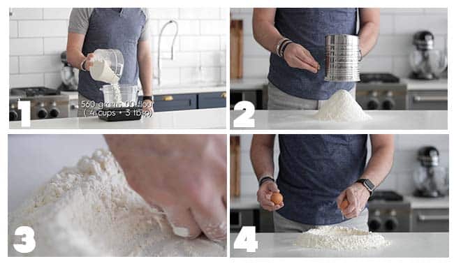 step by step flours for homemade pasta making