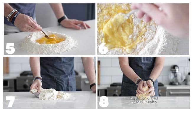 making pasta dough in step by step procedures