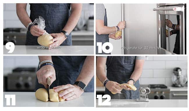 kneading dough in step by step procedures for homemade pasta