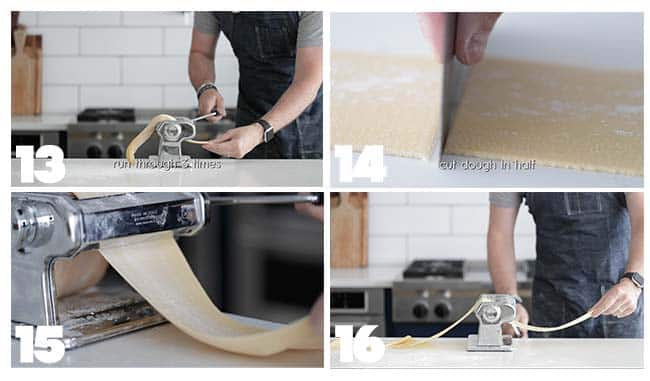 Rolling out dough in step by step procedures for homemade pasta dough