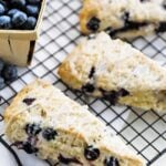 blueberry scones on a rack