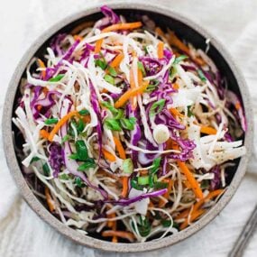 bowl of vinegar based coleslaw