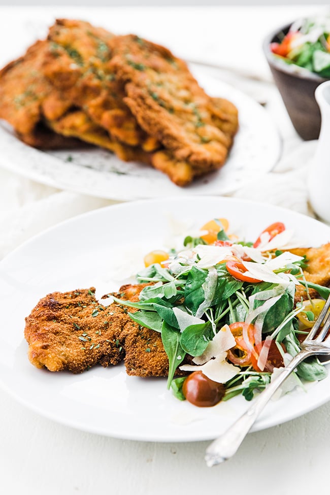 chicken milanese with salad