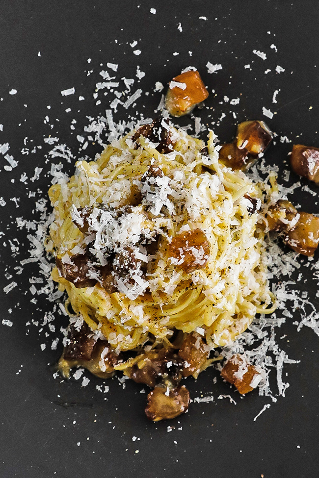 pasta carbonara with guanciale