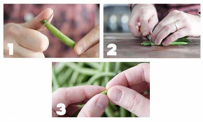 step by step procedures for trimming green beans