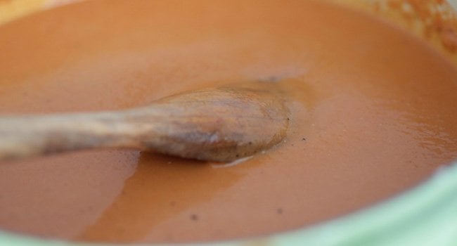 creamy tomato soup in a pot