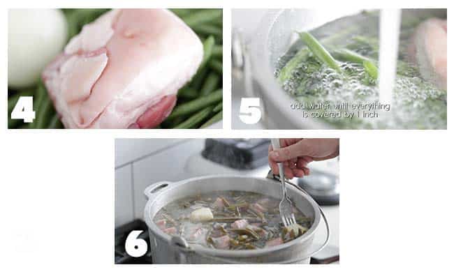 step by step procedures for making ham and potatoes