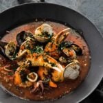 seafood cioppino in a bowl