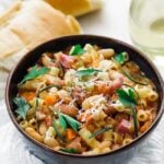 pasta fagioli in a bowl