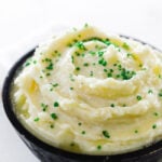 roasted garlic mashed potatoes with butter and chives