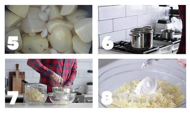 step by step process for making roasted garlic mashed potatoes