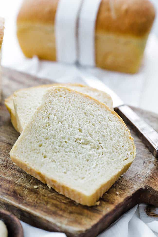 a thick slice of homemade white bread