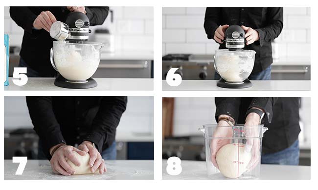 step by step procedures for kneading a white bread dough